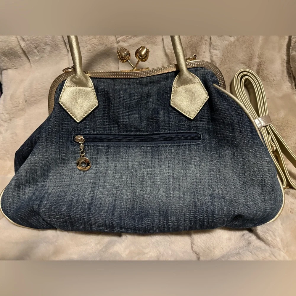 Source Unknown Denim and Gold Floral Shoulder Bag - Picture 3 of 8